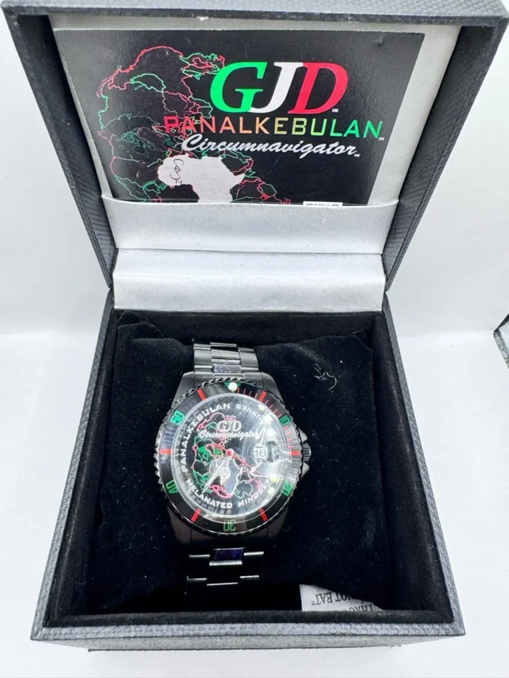 Pan-Alkebulan Circumnavigator Watch Melanated Mindset Black Stainless Steel Box